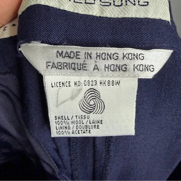 Alfred Sung Sport Wool Wide Leg Crop Trouser Pants Women Small Navy Chic Career - Picture 5 of 8